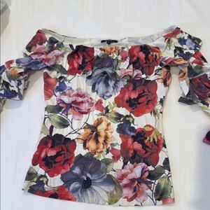 Studio Red Floral Ruffled Blouse